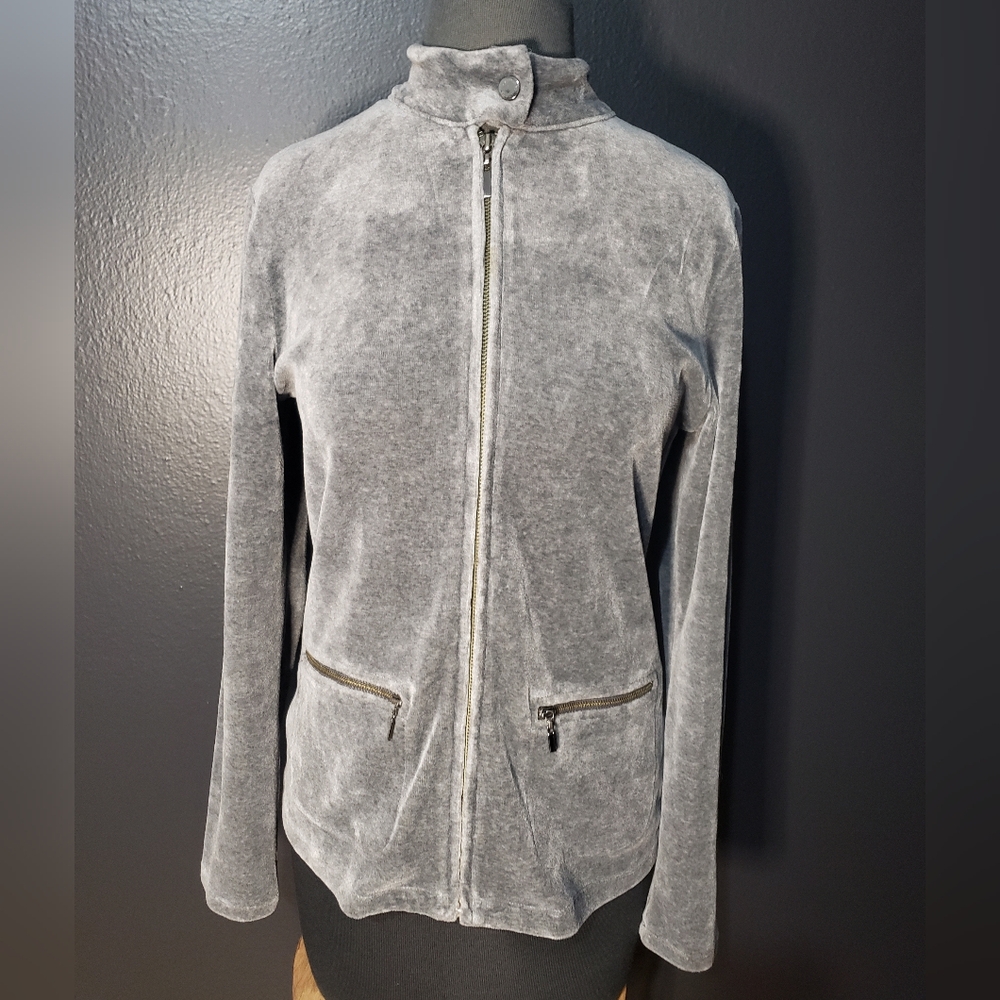 58. Talbots Sz S Women's Soft Gray Zip-Up Jacket